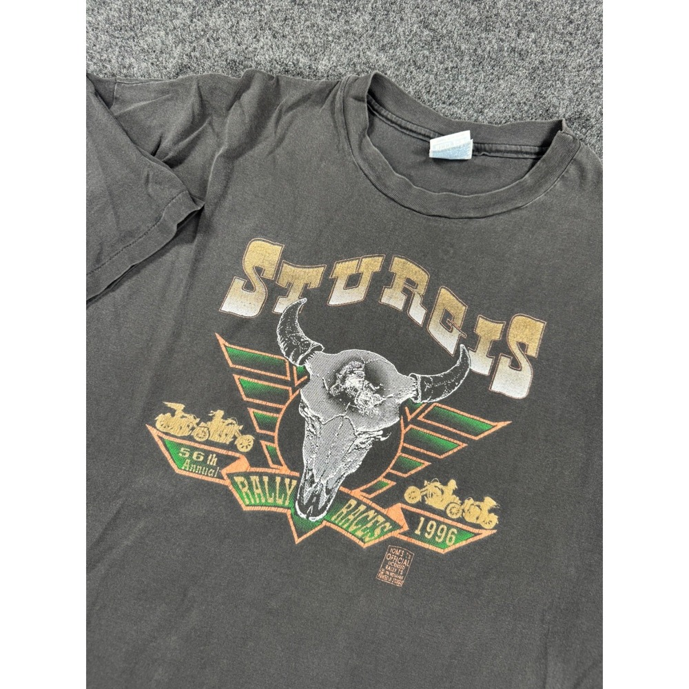 VTG 1996 Sturgis 56th Motorcycle Rally T Shirt 3XL Black Hills Double Sided